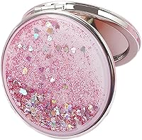 Vista 10 de HSYHERE Creative Quicksand Moving Sand Mini Portátil Compacto Doble Cara Plegable Moda Mano Bolsillo Espejo de Maquillaje (Cuadrado Dorado)