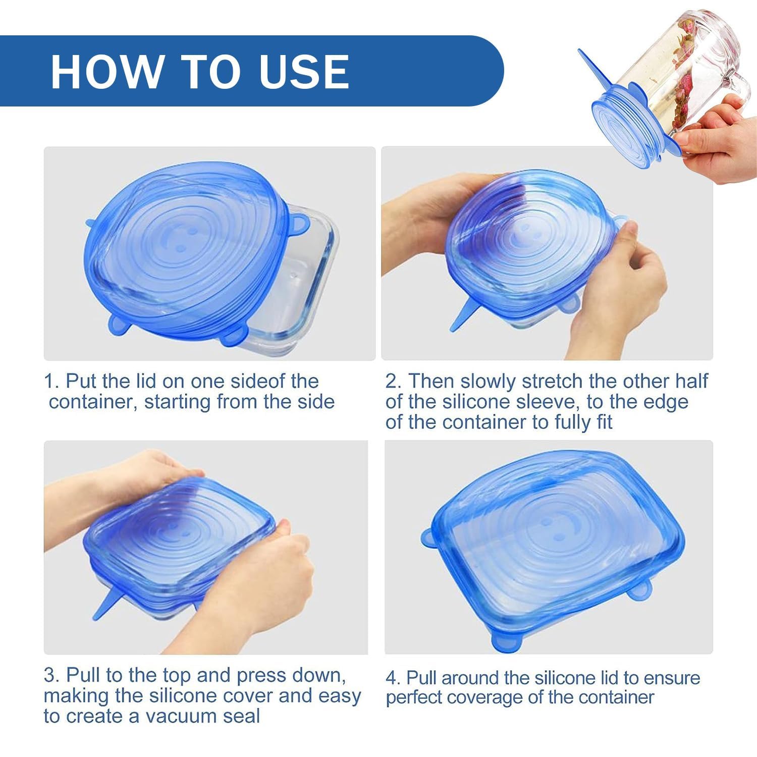FUKTSYSM Coperchi in silicone – 12 coperchi ermetici riutilizzabili per alimenti, resistenti ed elastici, adatti a contenitori di varie dimensioni e forme, adatti al microonde e alla lavastoviglie