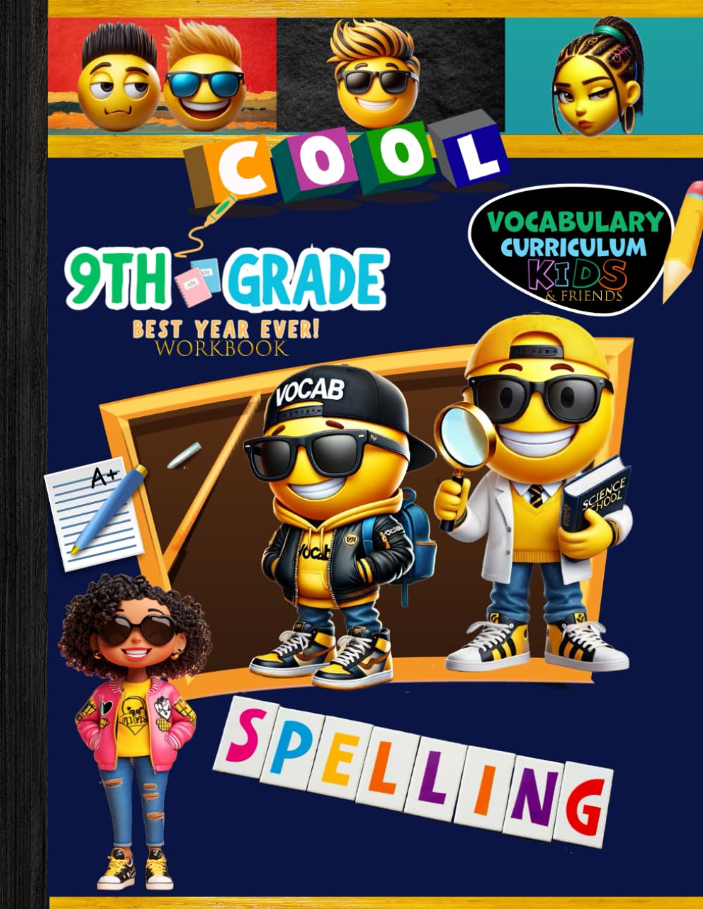 9th Grade Spelling Vocab Workbook: Level 9 All Subjects Grammar, Science, History & Math Terms Vocabulary Words Homeschool Curriculum Worksheets Book: ... Tracker Sheets and End-of-Year-Elevation Form