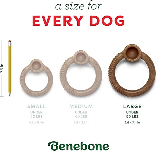 Vista 13 de Benebone Ring - Juguete masticable duradero para perros masticadores agresivos, tocino real, fabricado en Estados Unidos, mediano