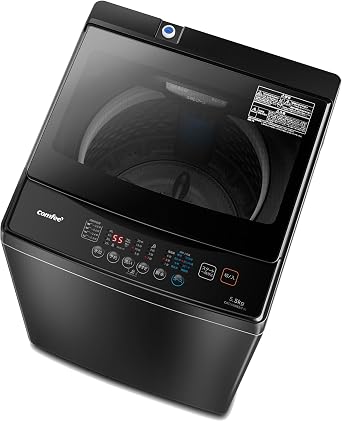 COMFEE' Fully Automatic Washer, 5.5kg, for 1-3 People, Single Living, Stainless Steel Tank, Air Dry, Reservation Function, Room Drying, Glass Door, Compact, Home Appliance, Water Saving, Quiet Design