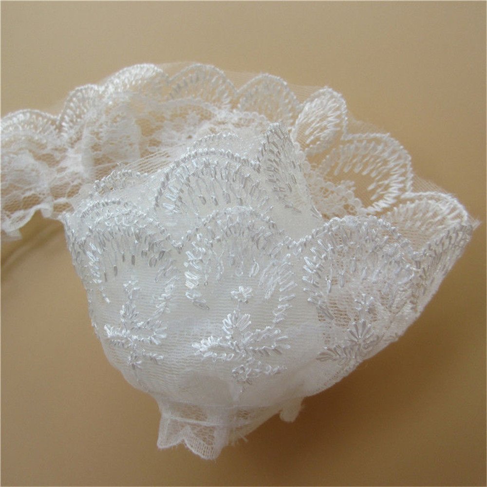 CABODYALS Dentelle Plissée Blanche à Volants De 23cm De Large