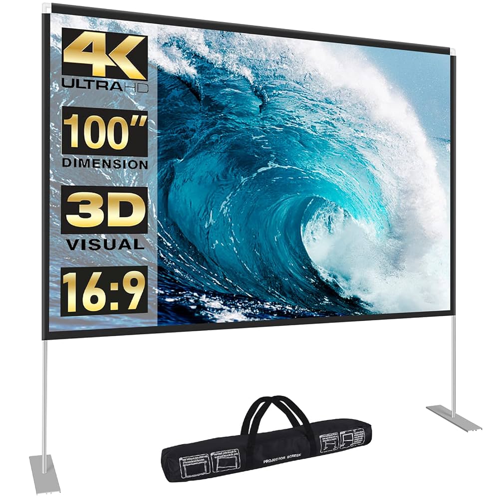 Shiusina Projector Screen Projection Movies Screen HD Foldable Crease Portable For Home Outdoor