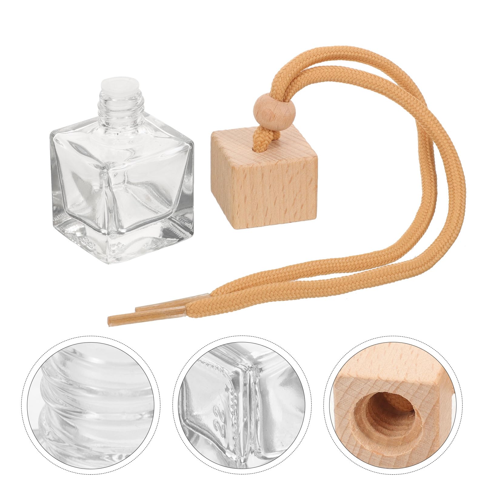 GARVALON Set da 10 Bottiglie per Diffusore di Profumo 10ml in Vetro Trasparente Tappo Quadrato e Corda in Canapa per Auto e Ufficio, Contenitori Vuoti per Deodorante