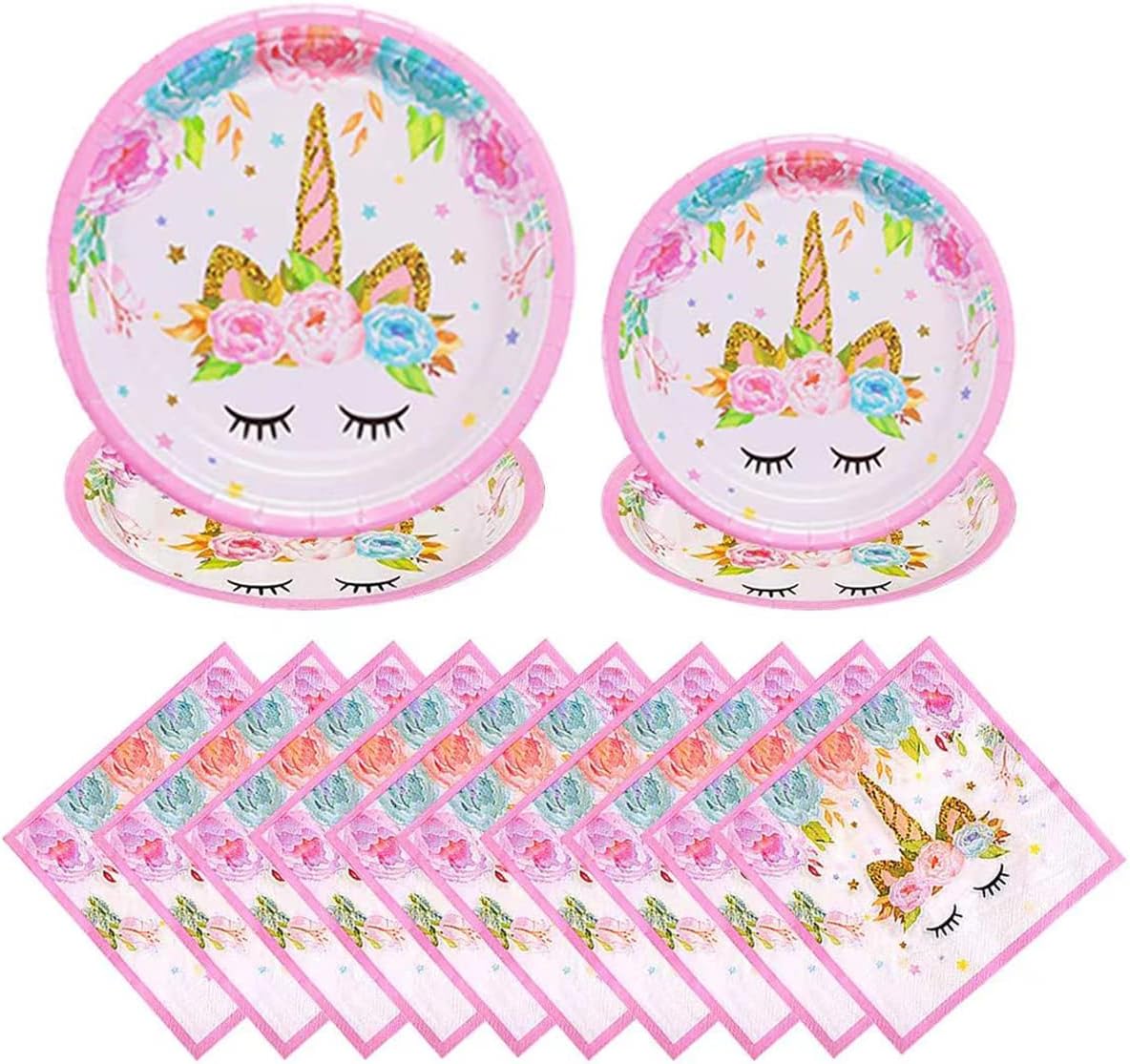 Unicorn Themed Party Supplies Decorations Set for Girls Children Birthday Party,Unicorn Plates and Napkins Set,Paper Disposable Tableware Set,Party Table Decoration for Baby Shower,Serves 16 Guests