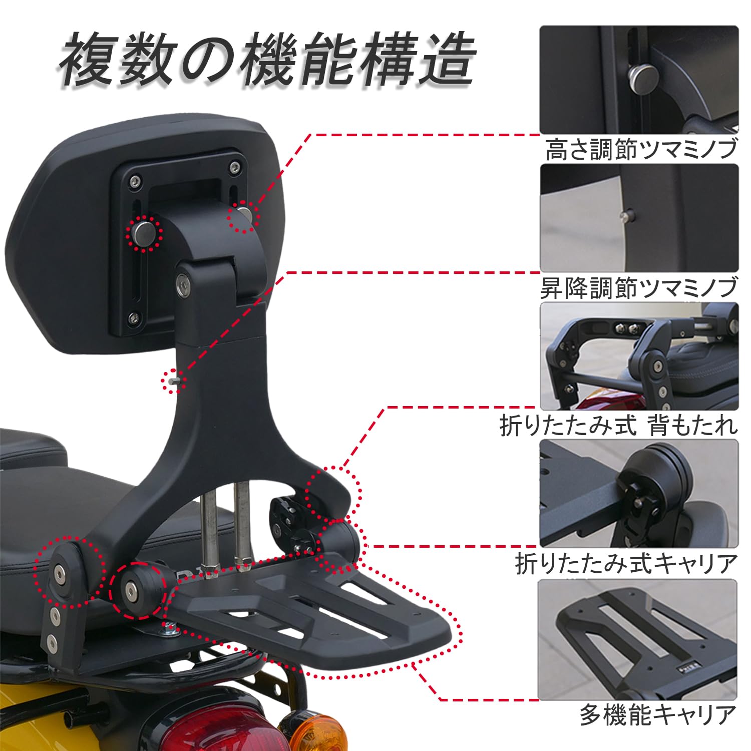 Amazon | JISYIWOWバイク バックレストリアキャリア付き 折りたたみ式 