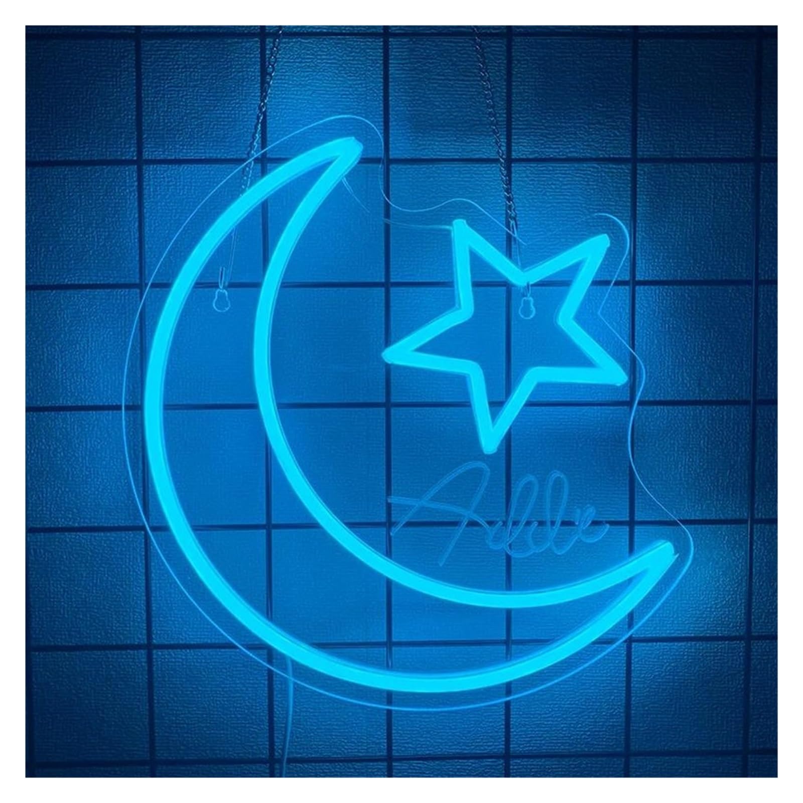 LEMST Sign Lamp Star and Moon Neon Sign Light USB Powered for Kids Room Bedroom Family Gathering Festival Aesthetic Decor 31cmx31cm(A)