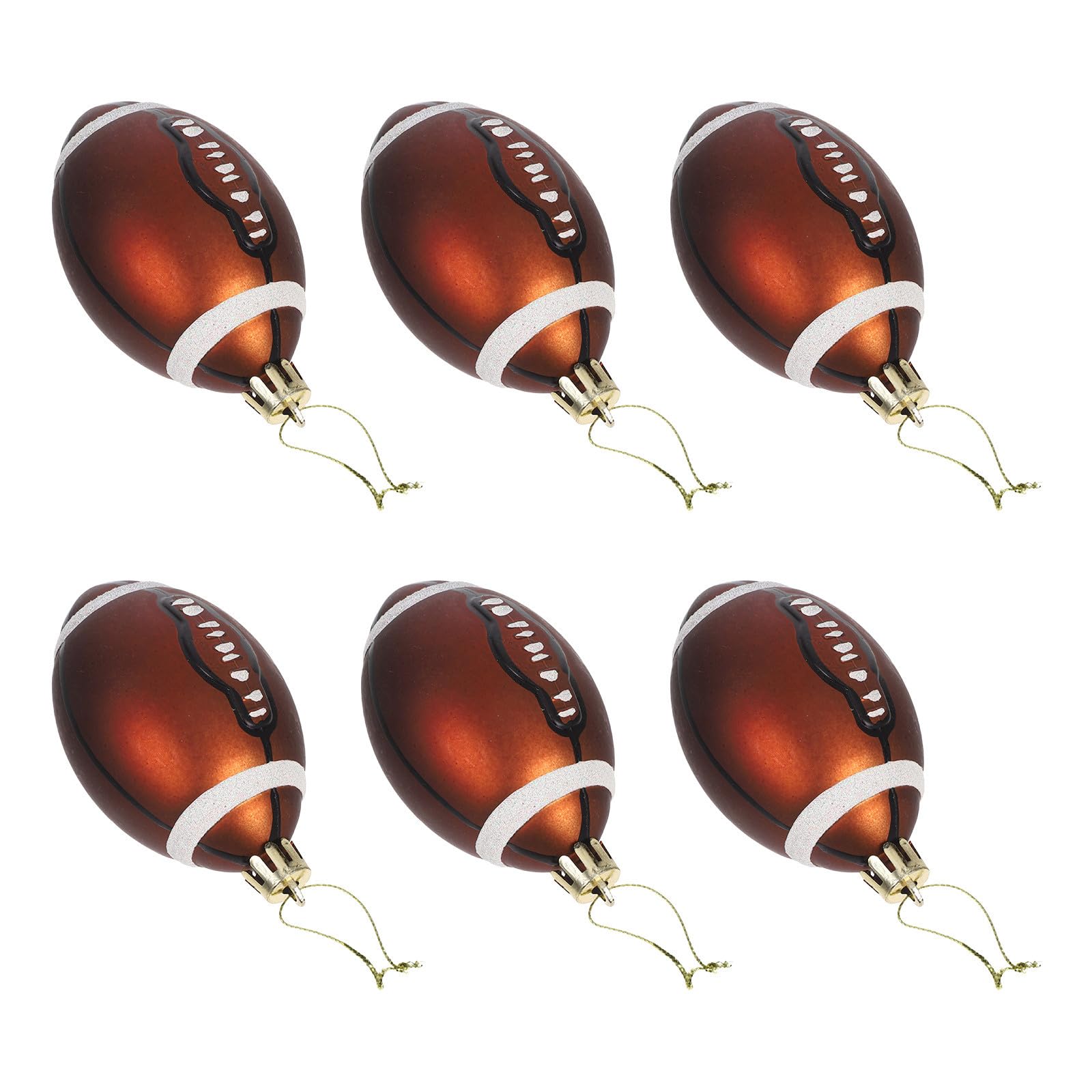 6 Stück Weihnachtskugeln 6cm aus Kunststoff, Rugby Form