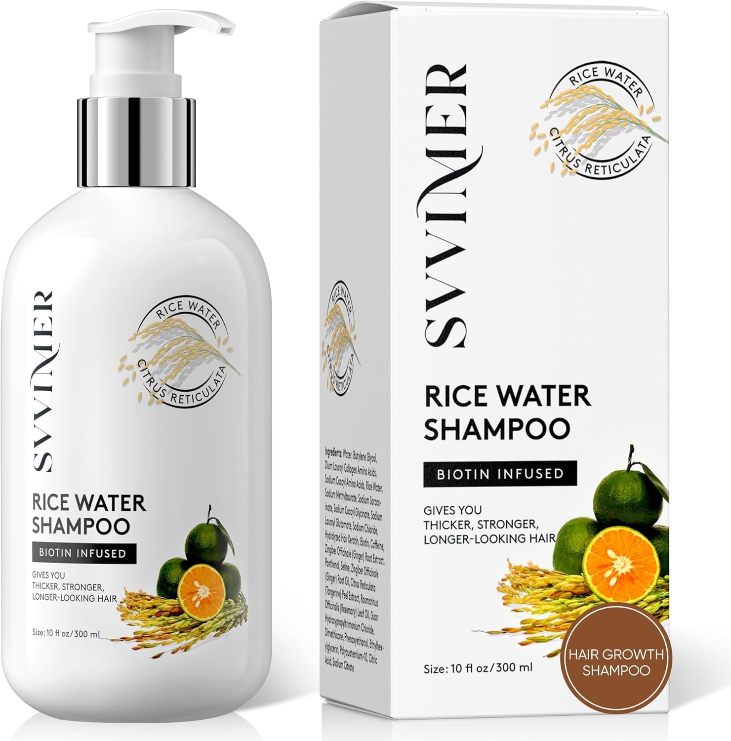 Rice Water Hair Growth Shampoo - Biotin Thickening Shampoo for Hair Loss and Thinning - Sulfate Free for Women and Men 10 Fl Oz (Pack of 1)