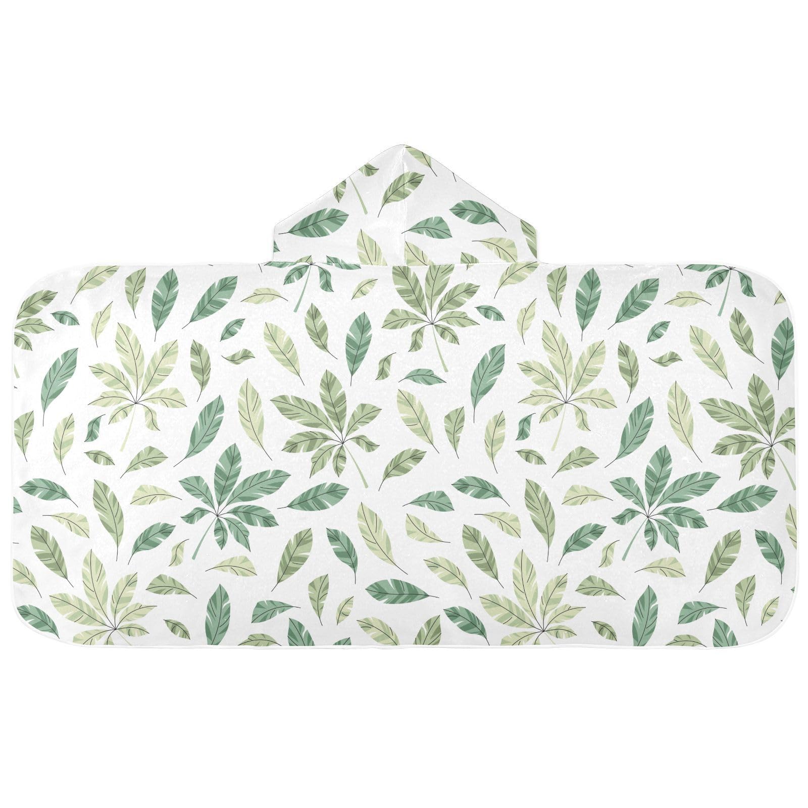 susiyo Kids Hooded Bath Towel Tropical Leaves Beach Towel for Kids 23.5 x 50 Inch Microfiber Soft Absorbent Quick Dry Bath Swim Pool Towel Wrap Poncho Bathrobe with Hood for Kids Toddler