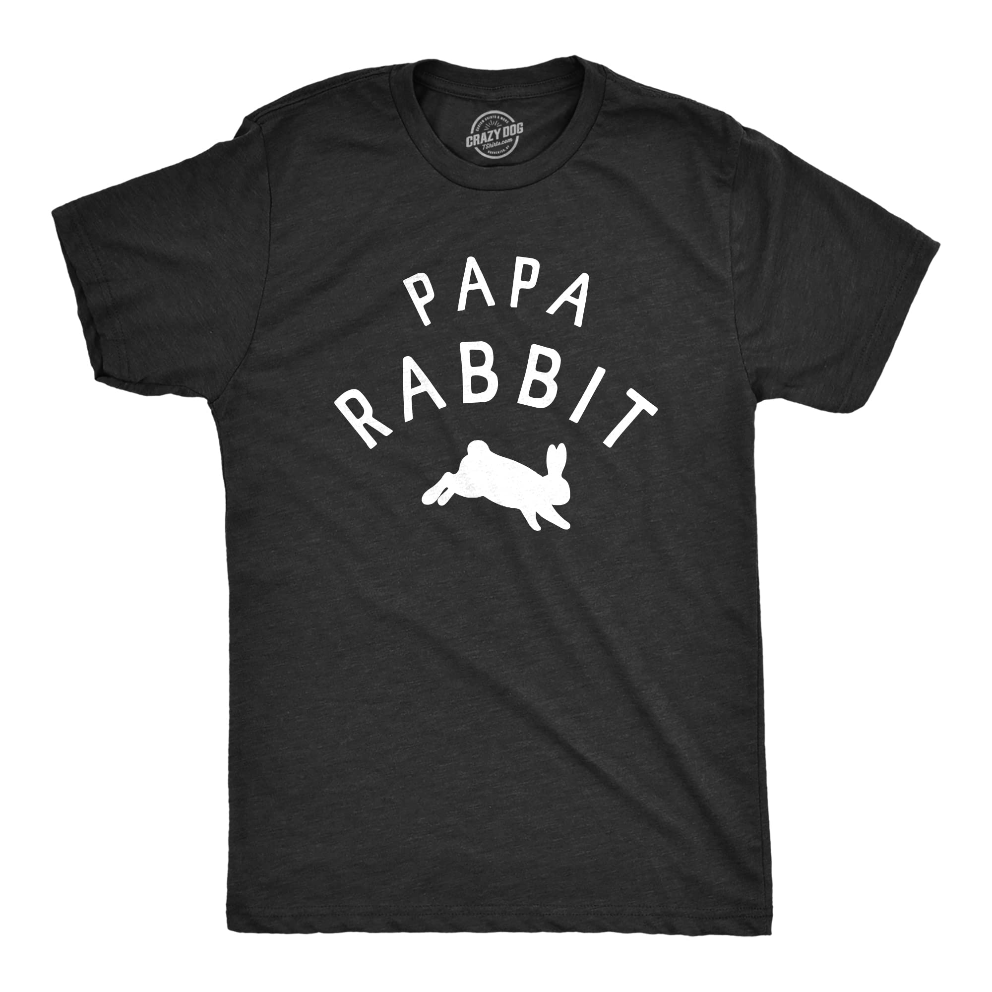 Crazy Dog T-ShirtsMens Papa Rabbit T Shirt Funny Easter Sunday Bunny Tee for Guys, Heather Black, 3X-Large