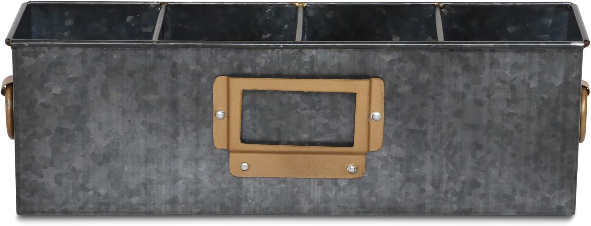 ElanAll In One Antique Multi functional 4 compartment for Official Storage Organizer (Black with Copper)