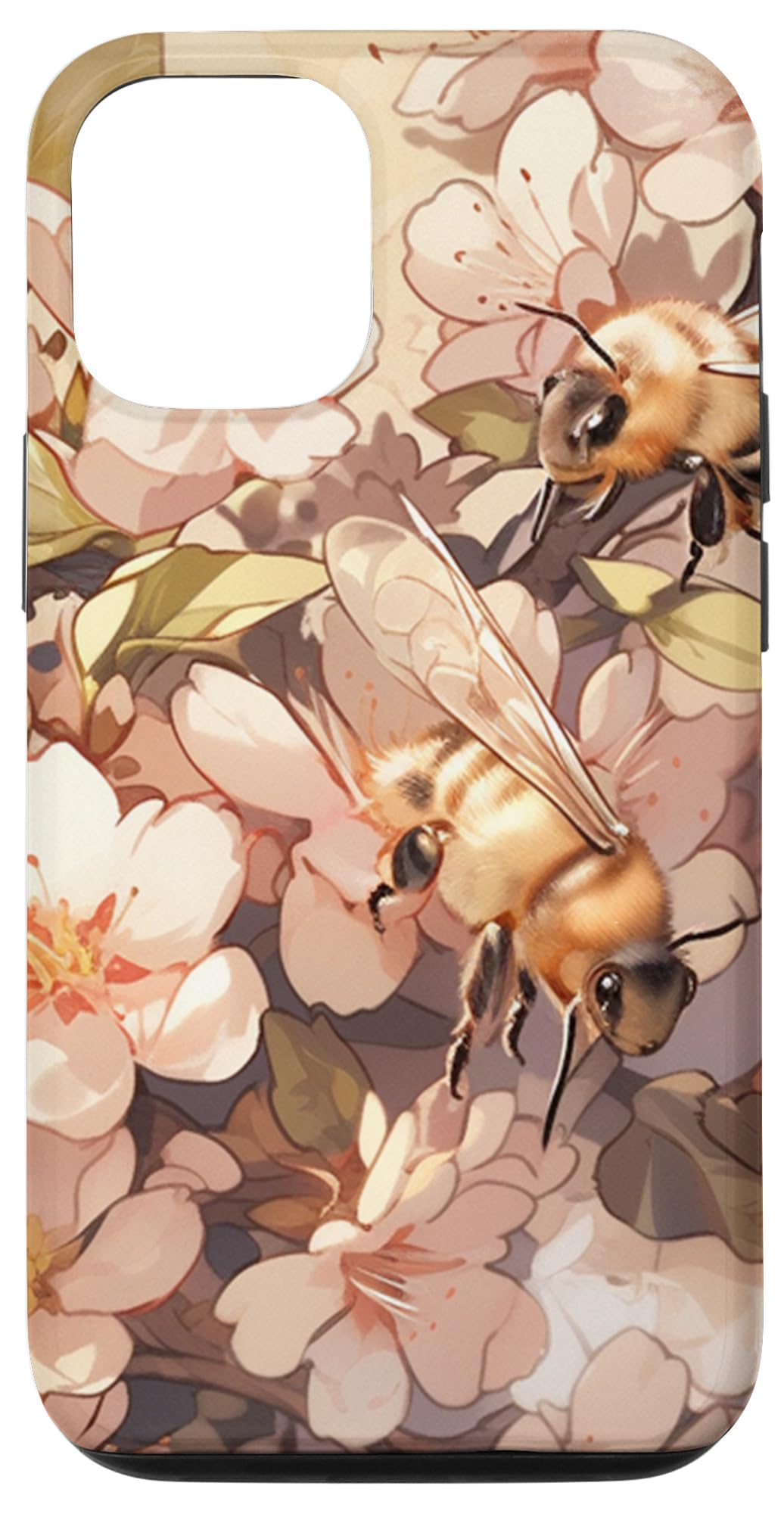 iPhone 13 Pro Anime honey bees pink cherry blossom flower tree bumble bee Case