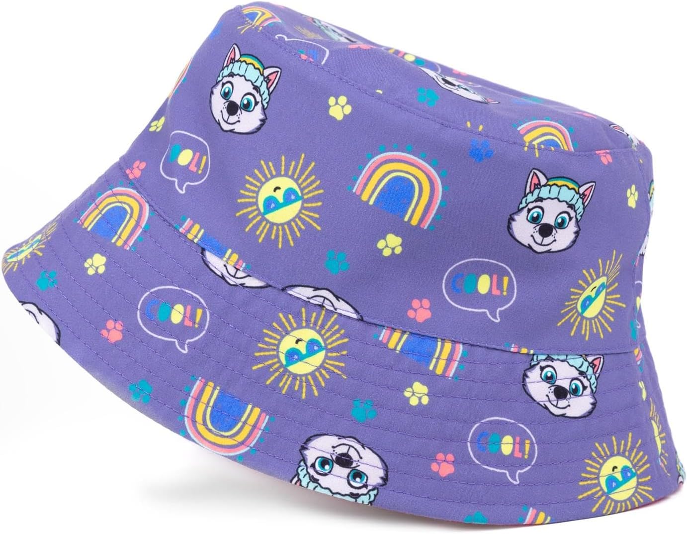 Paw Patrol Girls Reversible Bucket Hat | Kids Skye Pink and Everest Purple Character Sun Hat | Double-Sided Summer Headwear