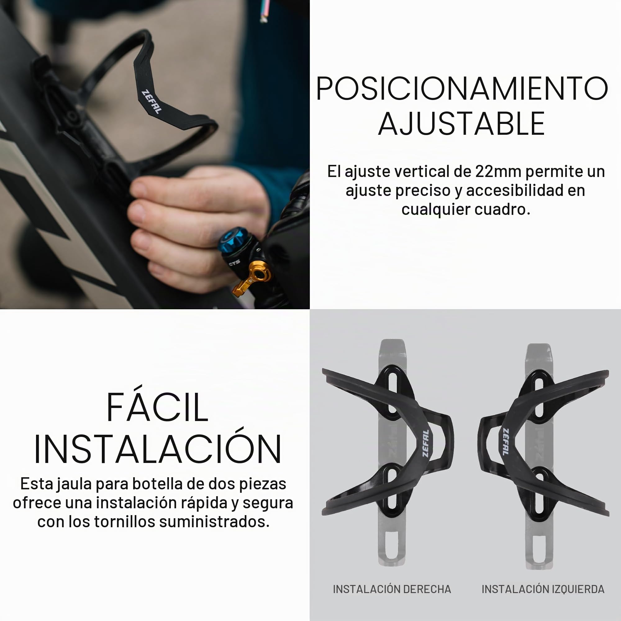 ZEFAL Pulse Z2 Portabidón Bicicleta - Introducción Lateral - Portabidones Bici & Mtb (Bicicleta de Montaña)
