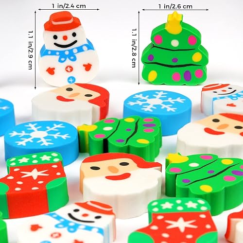 Miniatura 3 de Borradores de Navidad para niños a granel, árbol de Navidad, Papá Noel, muñeco de nieve, copo de nieve, surtido, borrador de gran novedad, mascotas,