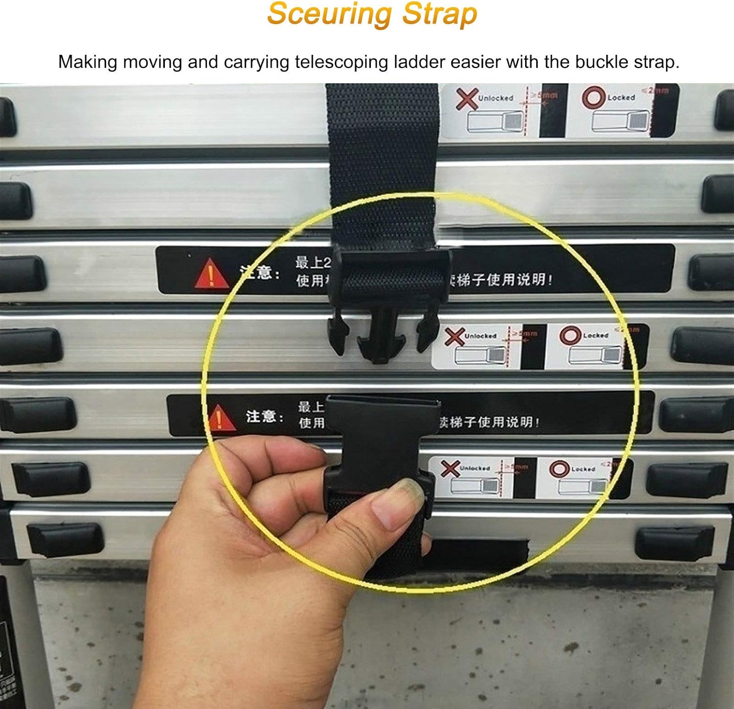 Folding Telescoping Ladder Aluminum Telescoping Ladder with Detachable Hook, Lightweight Telescopic Extension Ladders for Home Loft Outdoor Work, 330lbs Load Capacity