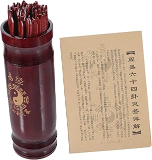 Angoily 1 Set Begging Lottery Lottery Fortune Gum Chinese Sticks I Ching Divination Stick Feng Shui Fortune Sticks Chinese Divination Fortune Sticks Bucket China Wooden Household