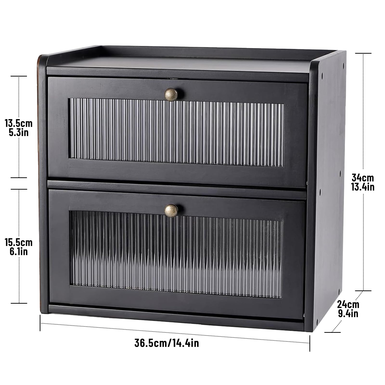 Paneras Para Guardar El Pan Caja Grande De Madera Maciza Doble Panera Madera Para Guardar ReposteríA Con Puerta AcríLica MagnéTica Bread Bin (Negro)