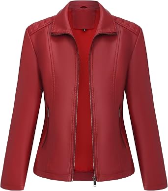 Leather Jacket Women Faux Leather Jacket Bomber Jacket Motorcycle Coat Fall Fashion Outfits