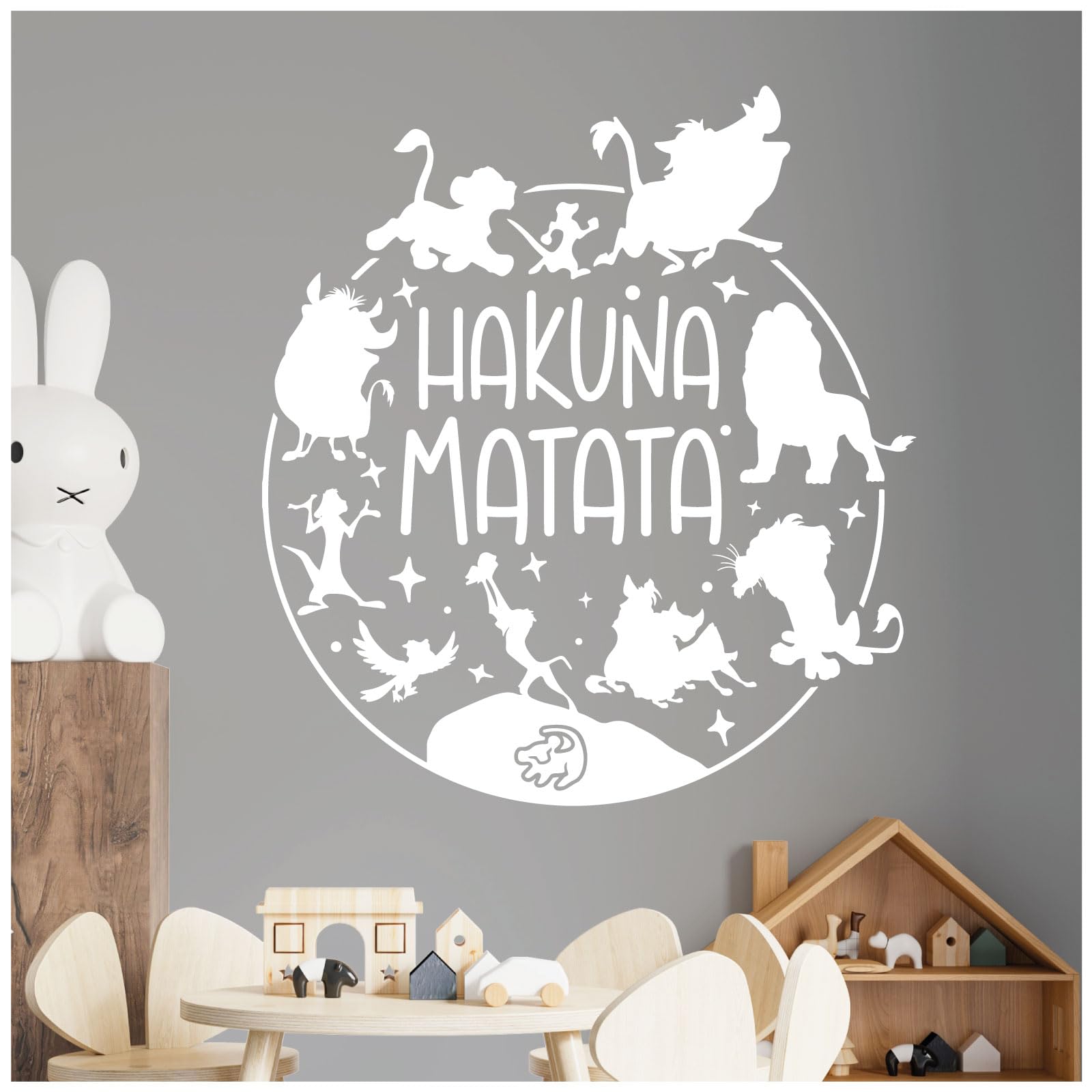 Hakuna Matata - Lion King Inspired Children's Vinyl Wall Decal Sticker [XXLarge] [White]