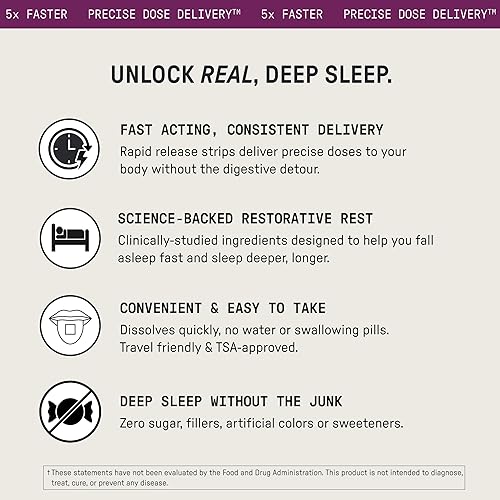 Miniatura 6 de Meche Sleep - Tiras de disolución rápida, más rápidas que las gomitas de melatonina, melatonina de 5 mg, L-teanina, cereza ácida, azafrán, sin