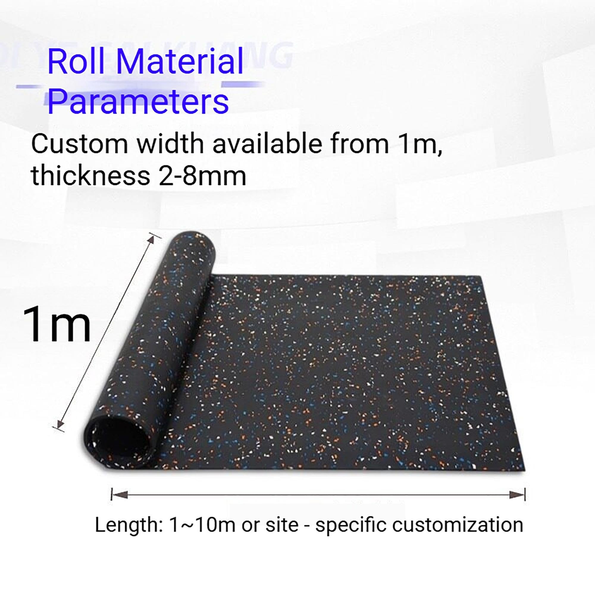 Genérico Rollo Suelo de Goma Reforzada 2-8mm para Equipos de Fitness