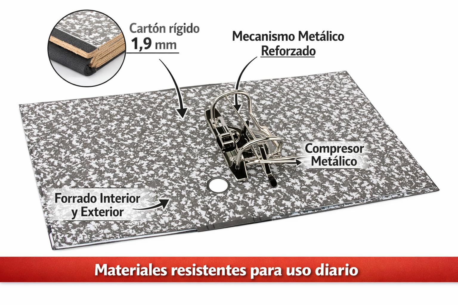 Archivador Folio 2 Anillas con Caja – Pack 24 Profesional Oficina | Alta Capacidad para Gestorías y Empresas – OFFICEPAPER