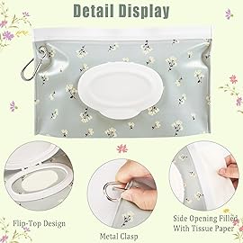 FEBSNOW 2 Pack Baby Wipes Dispenser, Portable Refillable Wipe Holder Baby Wipes Container Travel Wipes Case Reusable Wet Wipes Pouch (Floral)