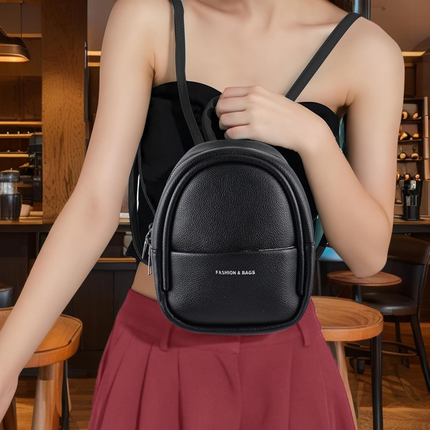 Small Backpacks, PU Leather Small Backpack Purse for Women, Stylish Mini Backpack Cute Backpack (black)