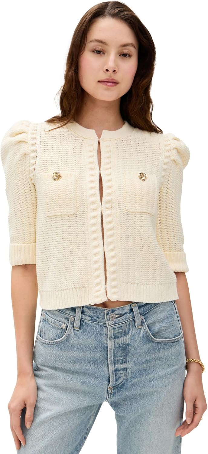 L'AGENCE Women's Delilah Crop Textured Cardigan