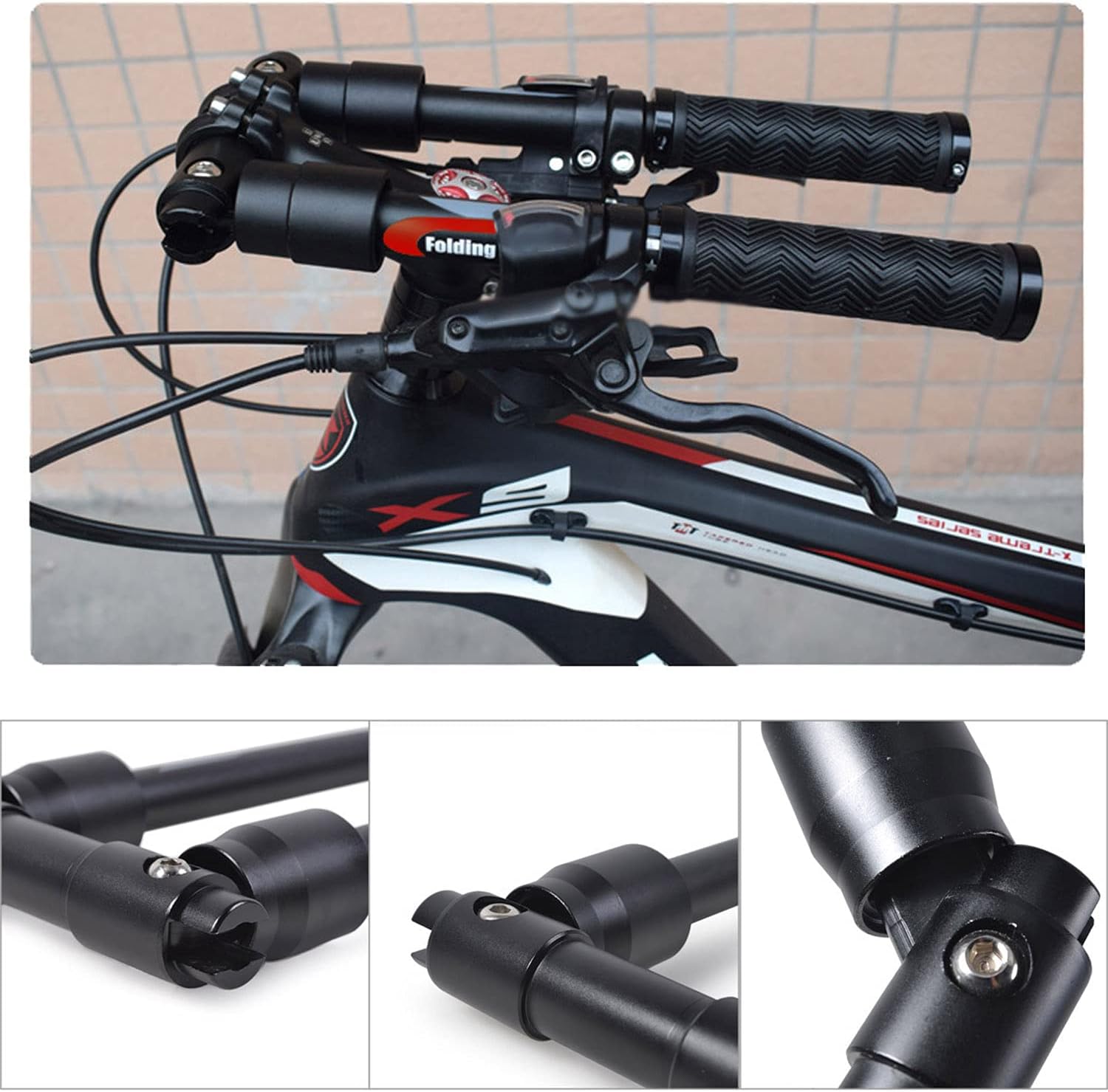 ThinkTop 660 mm Bike Folding Handlebars Aluminum Alloy Foldable Bike Handle Bars 25.4 mm 31.8 mm Quick Release Save Space for MTB Bike