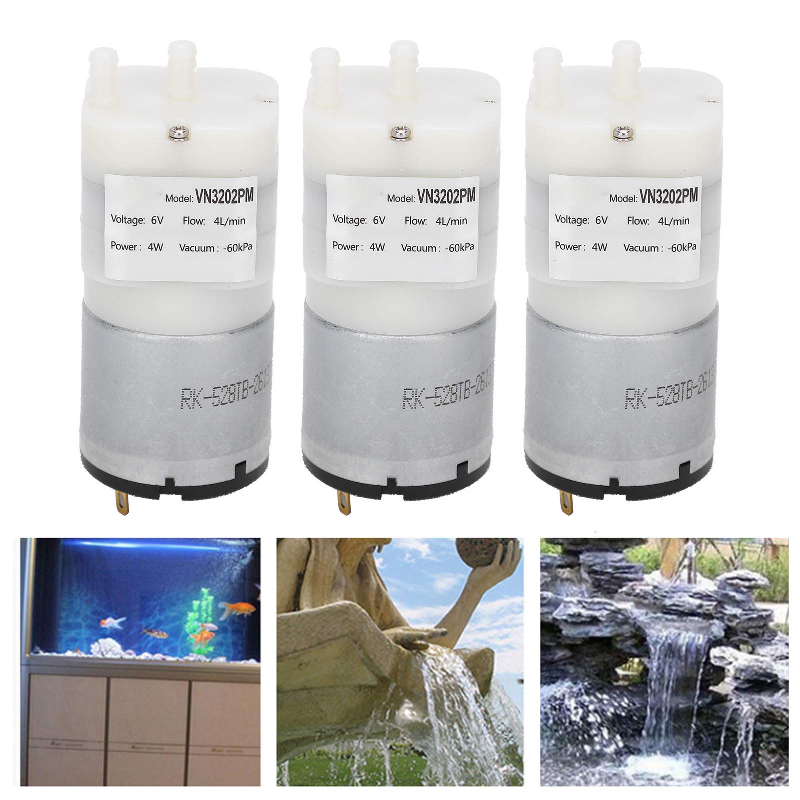 3 pezzi micro pompa acqua mini motore sommerso accessori aria acquario DC6V VN3202PM affidabile durevole funzionamento silenzioso per acquari di piccole e medie dimensioni acquari