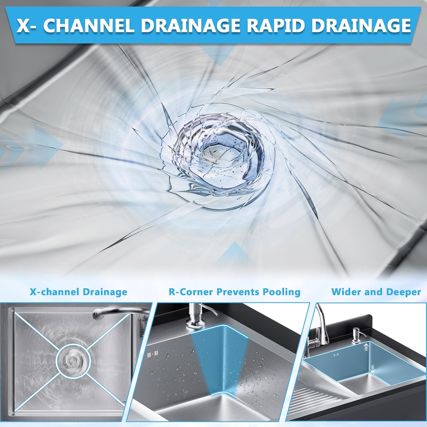 40'' Stainless Steel Utility Sink, Free Stand Commercial Kitchen Single Bowl Sink with Pull-Out Cold & Hot Faucet, Utility Sink for Laundry Room, Kitchen, Bathroom, Hoses & Drain Kit (Style B, Silver)