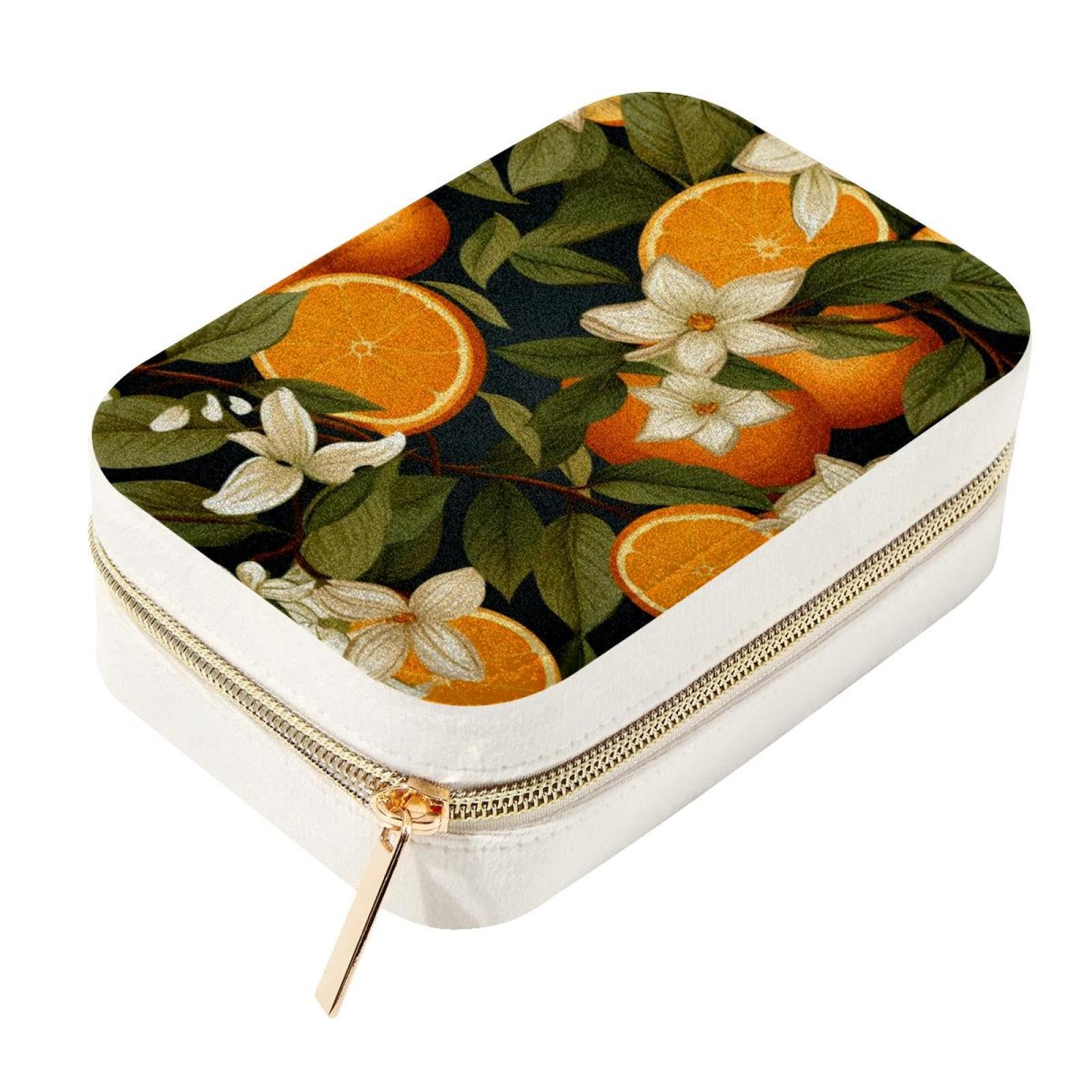 Boîte à bijoux orange et spacieuse pour femmes et filles