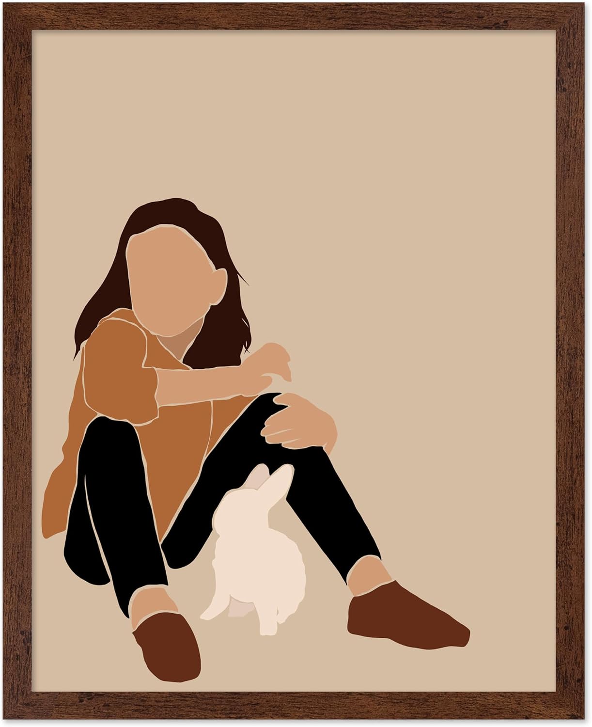Poster Master Child and Dog Poster - Retro Little Child Print - Faceless Art - Puppy Dog Artwork - Bird Artwork - Modern Decor - Great Kid's Room or Girl's Room Display - 8x10 UNFRAMED