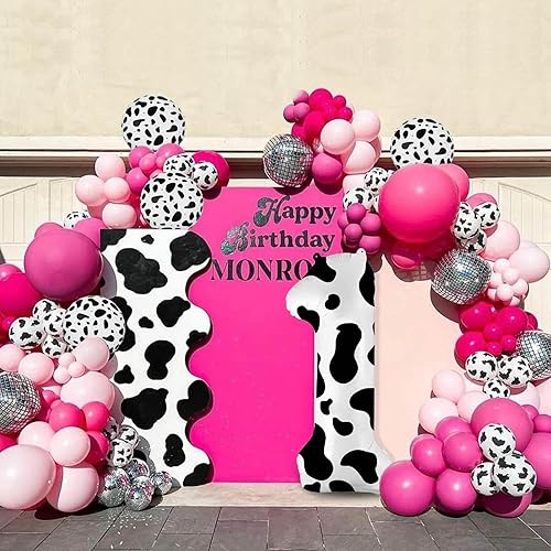Miniatura 6 de Globos con estampado de vaca número 1, globo grande número 1 de 40 pulgadas, globos de papel de aluminio de vaca de 18 pulgadas para el primer