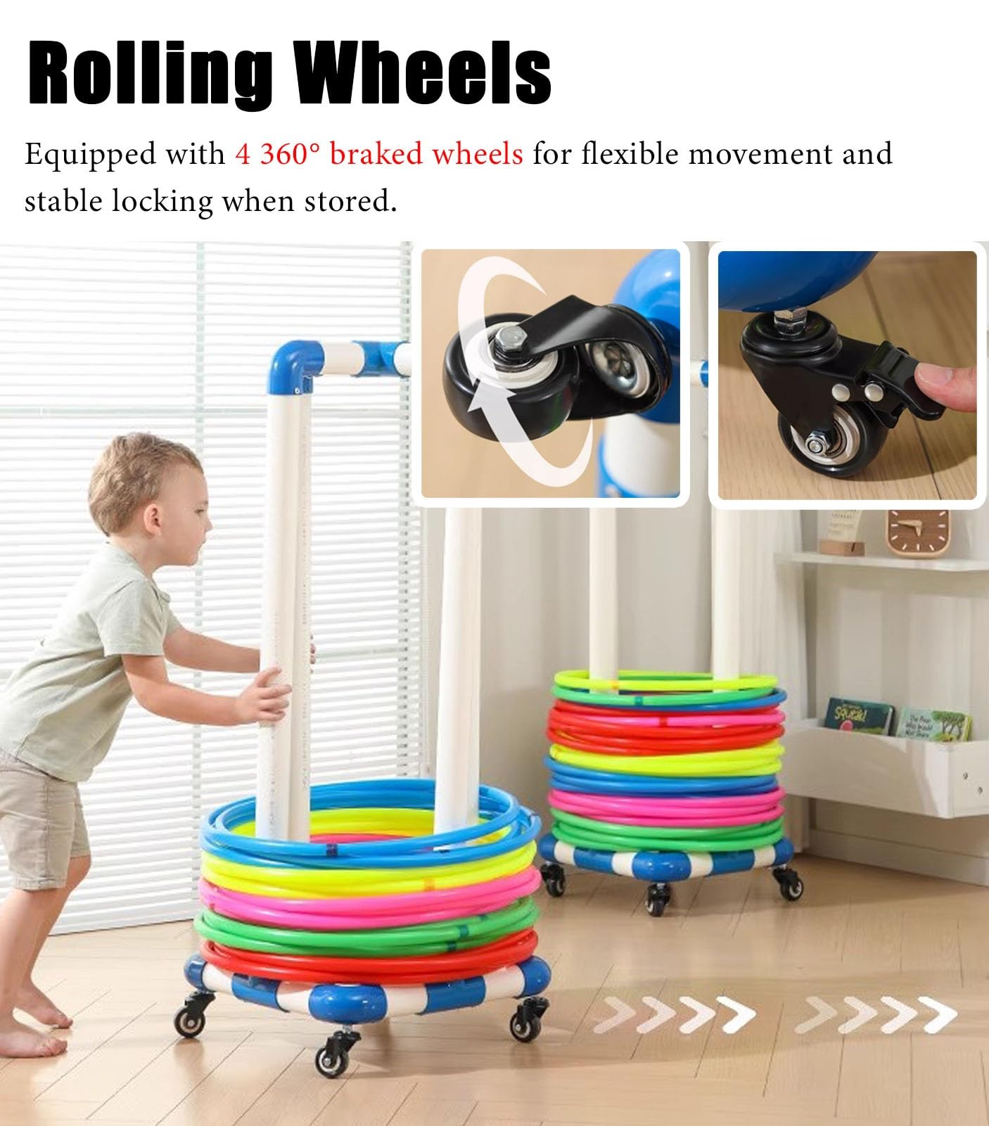 Generico Mensola portaoggetti per Hula Hoop per Bambini, per Percorso a Ostacoli, Carrello per Hula Hoop Rimovibile, Supporto Portatile per Hula Hoop Sportivi per la Scuola elementare (45 cm (17 3/4"