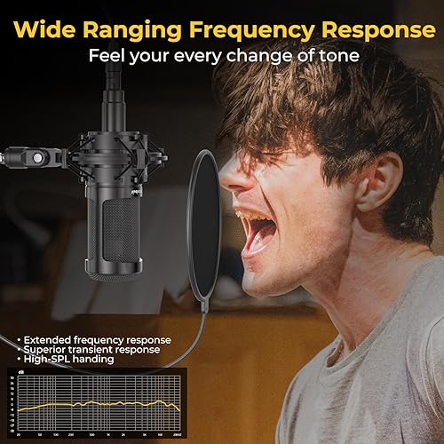 Miniatura 6 de Micrófono para Asmr, para interfaz de audio Micrófono de condensador cardioide XLR, grabación de estudio microfono condensador con soportes de