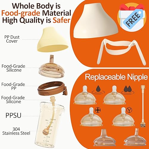 Miniatura 8 de Biberón PPSU, biberones para bebés amamantados, biberones anticólicos abatibles de 8 oz8.1 fl oz 0-3 meses