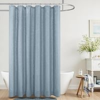 Vista 8 de KOUFALL Cortina de ducha verde para baño, juego de cortina de ducha de lino bohemio lavable e impermeable con ganchos, 72 x 72 pulgadas de largo