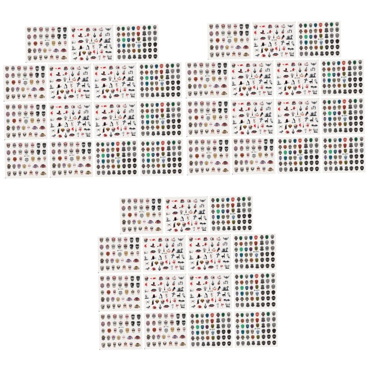 Ipetboom 3 Set Adesivi Per Unghie Di Halloween Adesivi Per Manicure Adesivo Per Manicure Teschio Decalcomania Dell'unghia Del Cranio Adesivo Per Unghie Etichetta 15 Fogli*3