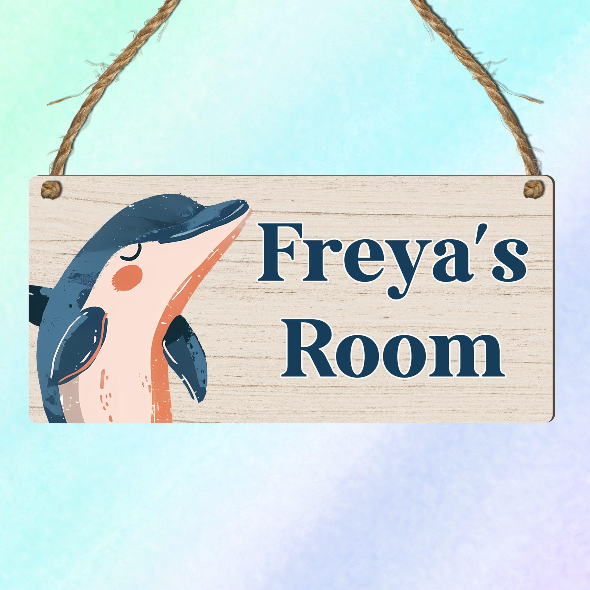 Personalised Cute & Colourful Sea Animals Theme | Personalised Children's Bedroom Sign | 9 Animal Designs To Choose | From Door & Room Name Plaque (Dolphin)