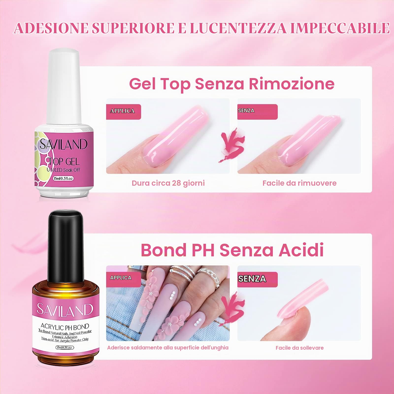 Saviland Kit Per Unghie Acriliche Per Principianti: Polvere Acrilica Rosa/Bianco/Trasparente Pennello Per Unghie Liquido Acrilico Trapano Elettrico Per Unghie Primer Per Unghie Top Gel Kit Per Unghie