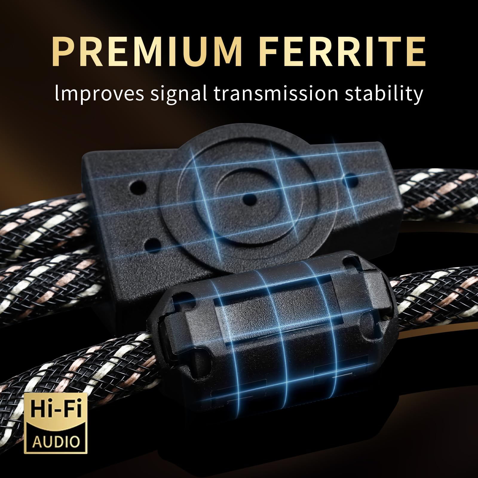 Audiophile - Cavo audio HiFi da 3,5 mm a 2 RCA maschio, nucleo OFC 4N, connettori placcati oro 24 K, con treccia in nylon, coassiale, compatibile con smartphone, laptop, lettore MP3
