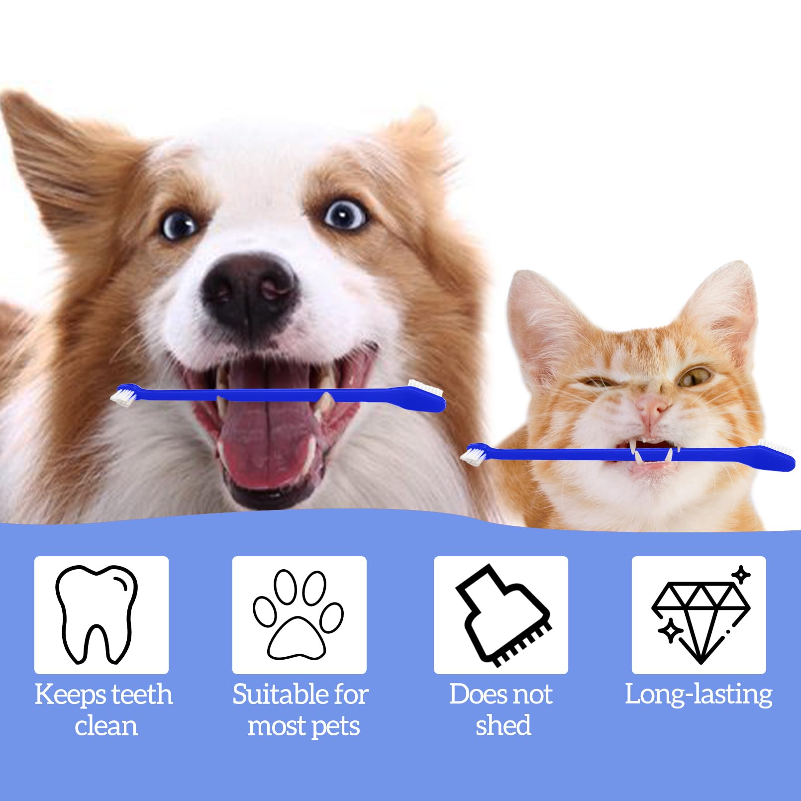 Apatal 150Pcs Dog Toothbrush Dual Headed Puppy Tooth Brushing Kit Long Handle Soft Grooming Pet Dental Brushes Convenient Double Sided for Pets Puppy Teeth Brush Cleaning Oral Care Supplies-Blue 4