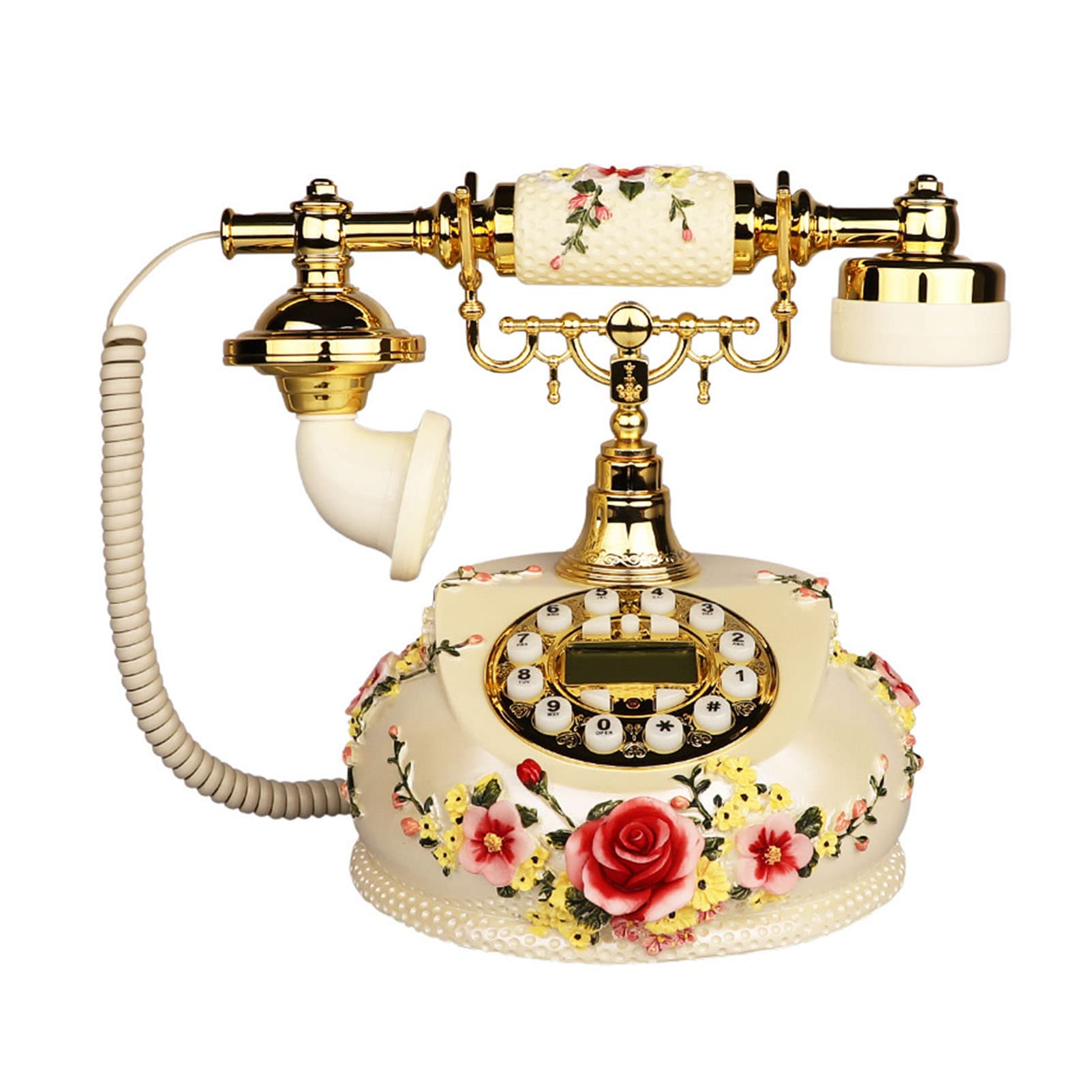 Téléphone fixe filaire design rétro vintage noir et blanc maison bureau