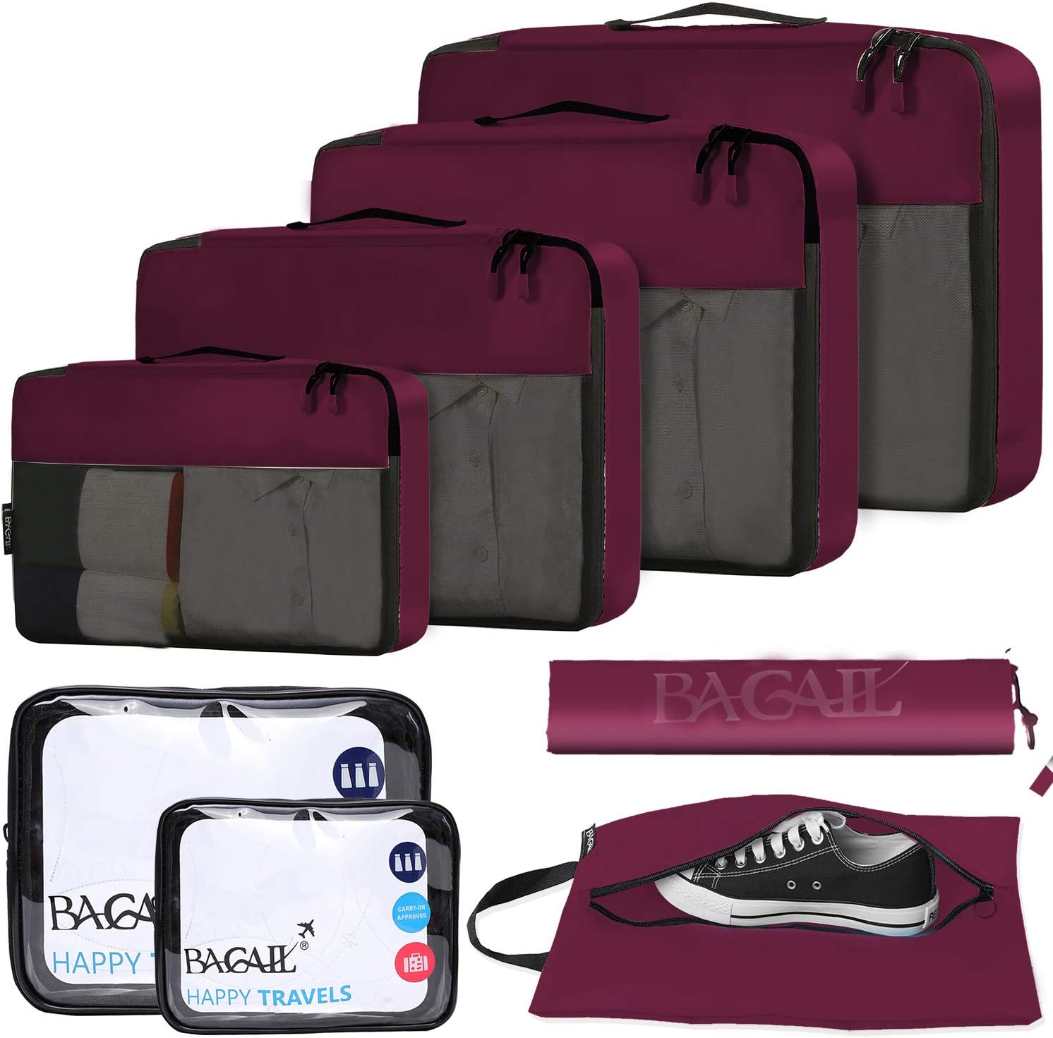 BAGAIL 8 Set/9 Set Packing Cubes Luggage Packing Organizer for Travel, Suitcase Packing Bags for Travel Accessories