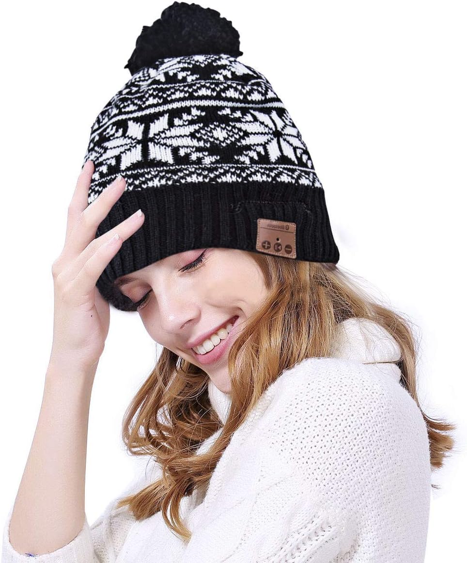 Color You Bluetooth Beanie Hat Women Knit Hat Winter Cap with Wireless Headphone Headset Speaker Mic for Running Skiing Skating Hiking