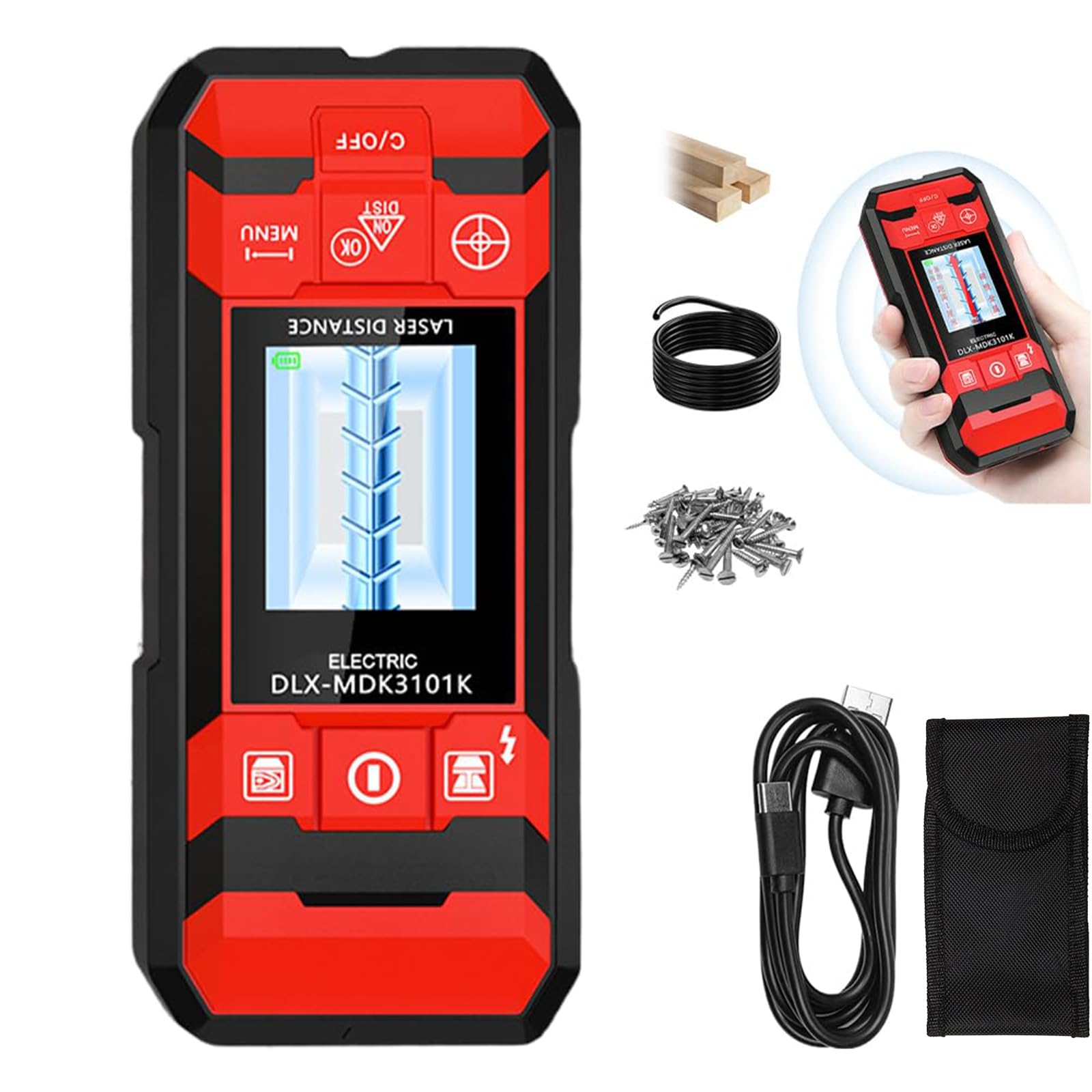 2025 New Stud Finder with Smart Sensor，Multifunctional 4-in-1 Wall Scanning Detector，with Smart Sensor, Hd LCD Display,Accurate Positioning for Ac, Wire, Steel, Wood, Metal Inspection (Battery)